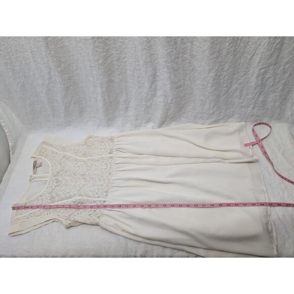 Forever 21 women's size medium cream short lace cap sleeve dress zip closure L10 - Picture 8 of 11